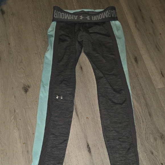 Under Armour Gray and Aqua Leggings - Picture 2 of 5